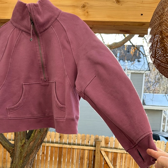 Lululemon Vintage Plum Cropped 1/2 Zip Funnel Neck Pullover Sweatshirt M/L - Picture 6 of 16